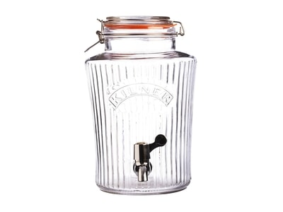 Fazetový skleněný soudek s kohoutkem Kilner 5 l